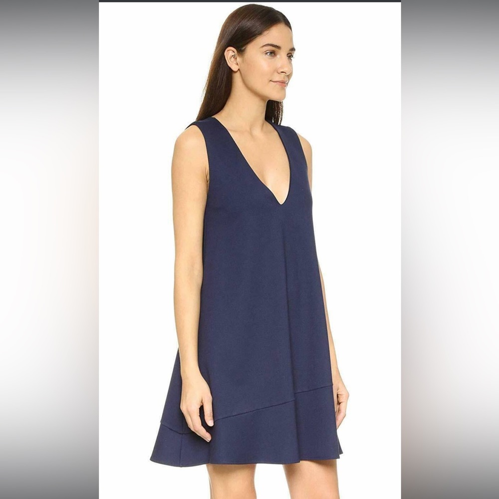 Hatch Navy Blue Sleeveless V-Neck A-Line Dress